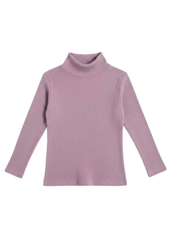 Rosa Azul - Blusa Infatil Gola Alta em Ribana Lilás 2