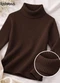 Rosa Azul - Blusa Infantil Gola Alta em Ribana Azul - variação: Marrom
