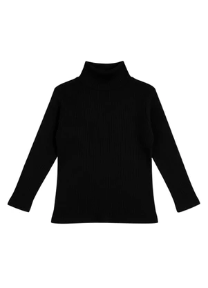 Rosa Azul - Blusa Infantil Gola Alta em Ribana Preto - ROSA AZUL