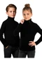 Rosa Azul - Blusa Infantil Gola Alta em Ribana Azul - variação: Preto