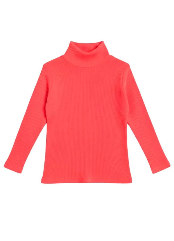 Rosa Azul - Blusa Infatil Gola Alta em Ribana Rosa Neon 3