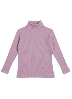 Rosa Azul - Blusa Infantil Gola Alta em Ribana Roxo - ROSA AZUL