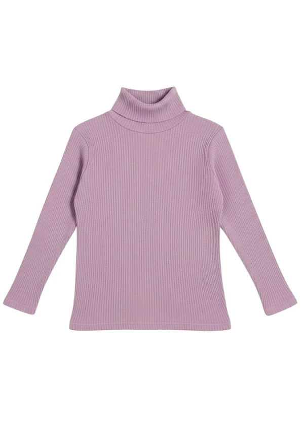 Rosa Azul - Blusa Infatil Gola Alta em Ribana Roxo 2