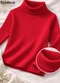 Rosa Azul - Blusa Infantil Gola Alta em Ribana Azul - variação: Vermelho