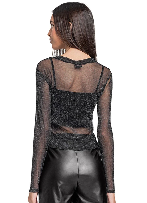 Gloss - Blusa Juvenil com Brilho e Top Preto 2