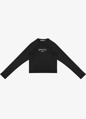 Minty - Blusa Juvenil Cotton com Estampa Preto - MINTY
