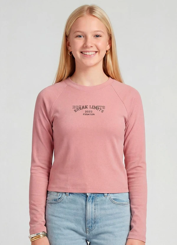 Minty - Blusa Juvenil Cotton com Estampa Rosa