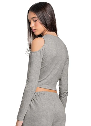Gloss - Blusa Juvenil em Cotton Cinza - GLOSS