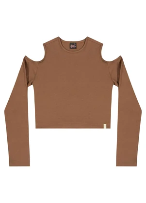 Gloss - Blusa Juvenil em Cotton Marrom - GLOSS