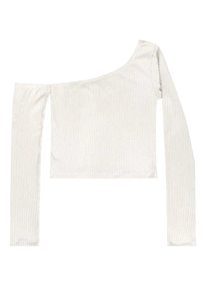 Gloss - Blusa Juvenil em Ribana Canelada Bege - GLOSS