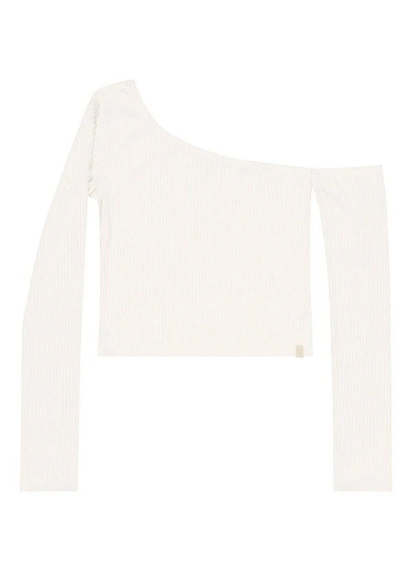 Gloss - Blusa Juvenil em Ribana Canelada Bege