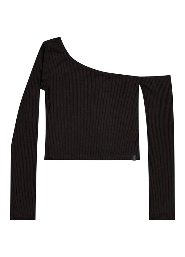 Gloss - Blusa Juvenil em Ribana Canelada Preto 3