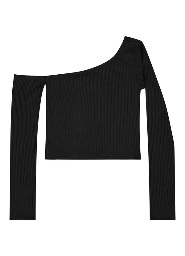 Gloss - Blusa Juvenil em Ribana Canelada Preto 4