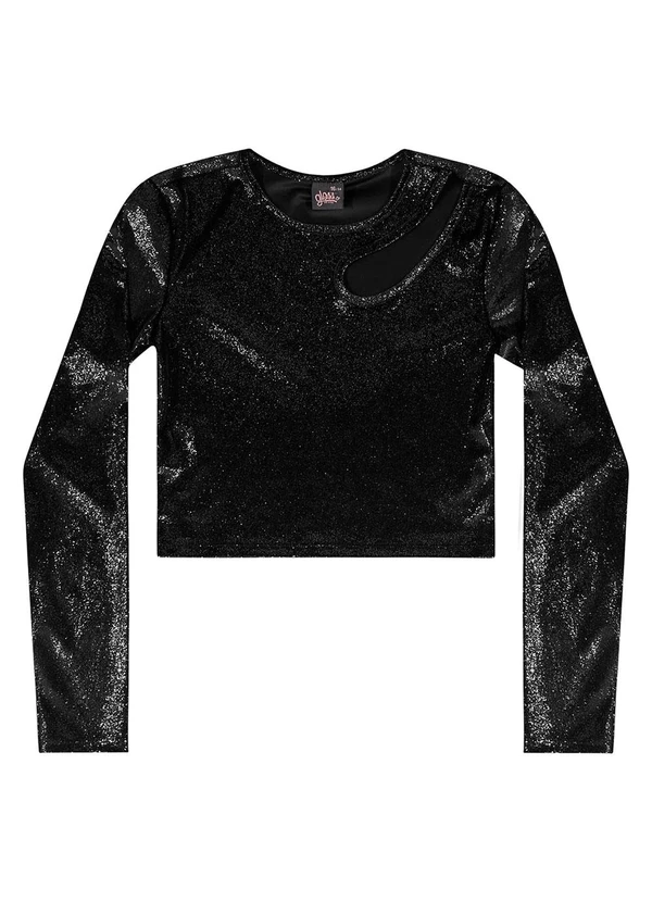 Gloss - Blusa Juvenil em Veludo com Brilho Preto 3