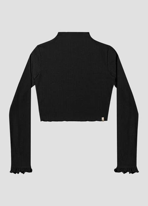 Based. - Blusa Juvenil Feminina Manga Longa Canelada Preto - BASED.