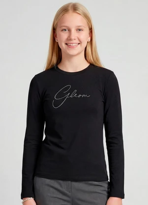 Minty - Blusa Juvenil Manga Longa Cotton Preto - MINTY