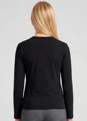 Minty - Blusa Juvenil Manga Longa Cotton Preto - MINTY