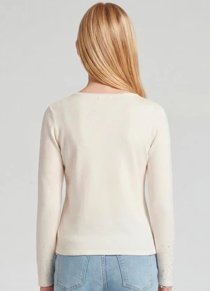 Minty - Blusa Juvenil Manga Longa Moletinho Bege - MINTY