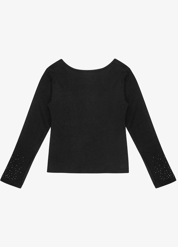 Minty - Blusa Juvenil Manga Longa Moletinho Preto 5