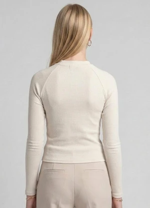 Minty - Blusa Juvenil Manga Longa Ribana Bege - MINTY