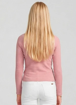 Minty - Blusa Juvenil Manga Longa Ribana Rosa - MINTY