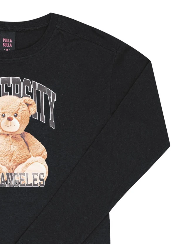 Pulla Bulla - Blusa Juvenil Menina Meia Malha Preto 2