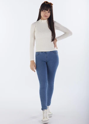 Pulla Bulla - Blusa Juvenil Menina Tecido Canelado  Bege  - PULLA BULLA