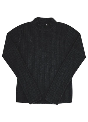 Pulla Bulla - Blusa Juvenil Menina Tecido Canelado Preto - PULLA BULLA