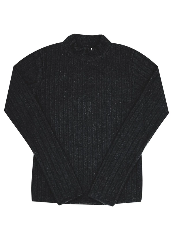 Pulla Bulla - Blusa Juvenil Menina Tecido Canelado Preto