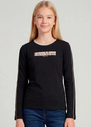 Minty - Blusa Juvenil Molecotton Estampa Preto - MINTY