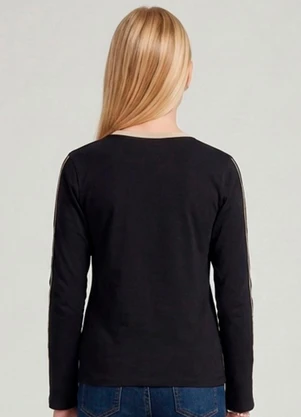 Minty - Blusa Juvenil Molecotton Estampa Preto - MINTY