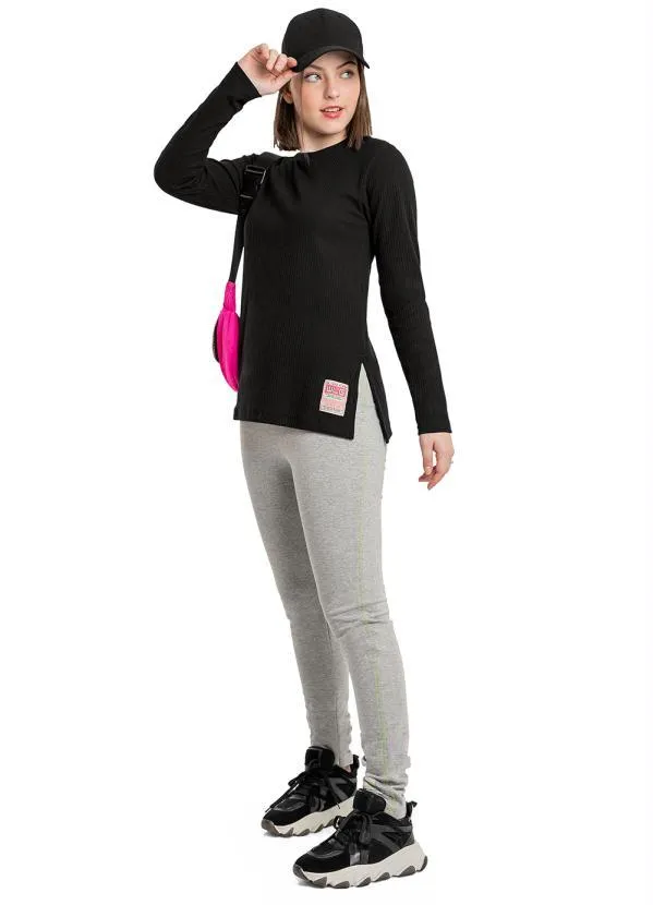Gloss - Blusa Longa Menina Juvenil Preto 2