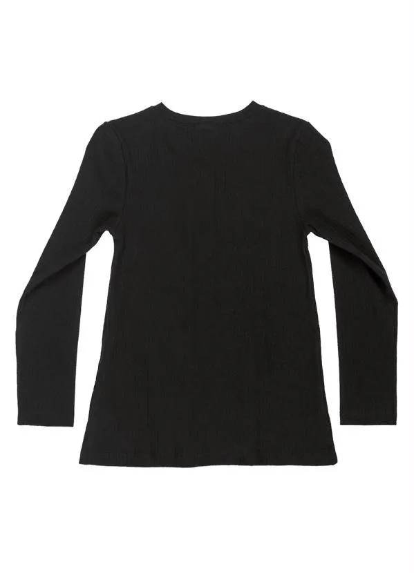 Gloss - Blusa Longa Menina Juvenil Preto 4