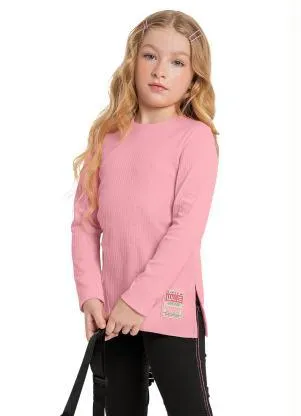 Gloss - Blusa Longa Menina Juvenil Rosa - GLOSS