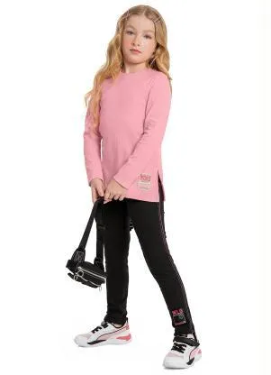 Gloss - Blusa Longa Menina Juvenil Rosa - GLOSS