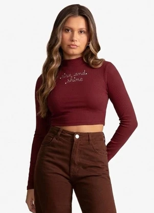 Minty - Blusa Longa Molecotton e Rebites Vermelho - MINTY