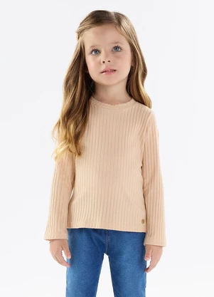 Pulla Bulla - Blusa Malha Canelada 9x4 Bege - PULLA BULLA