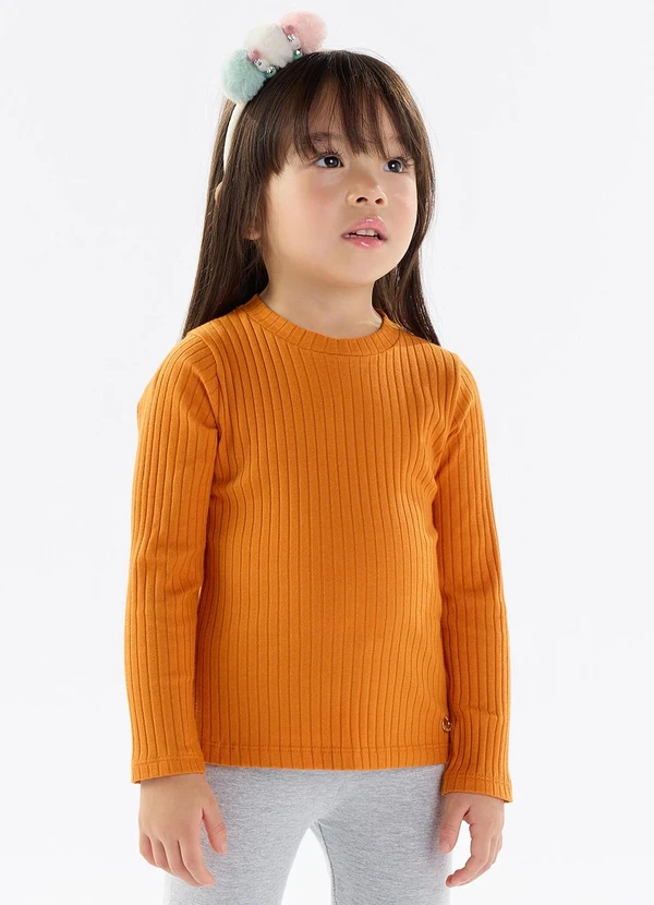 Pulla Bulla - Blusa Malha Canelada 9x4 Laranja