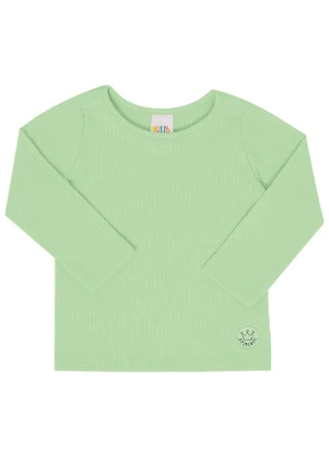 Pulla Bulla - Blusa Malha Canelada Menina Verde - PULLA BULLA