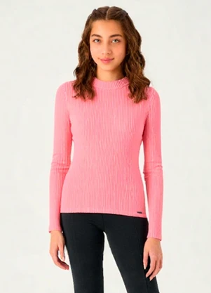 Pulla Bulla - Blusa Malha Canelada Rosa - PULLA BULLA