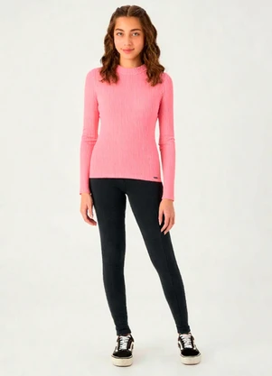 Pulla Bulla - Blusa Malha Canelada Rosa - PULLA BULLA