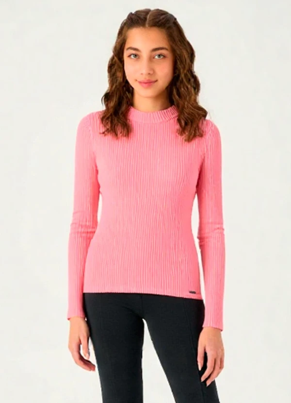Pulla Bulla - Blusa Malha Canelada Rosa