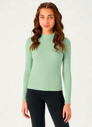 Pulla Bulla - Blusa Malha Canelada Verde - PULLA BULLA