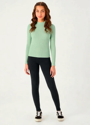 Pulla Bulla - Blusa Malha Canelada Verde - PULLA BULLA