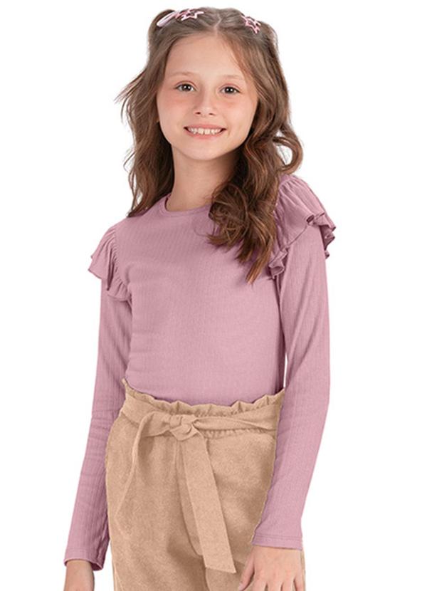 Alenice - Blusa Manga Babado Menina Rosa 1
