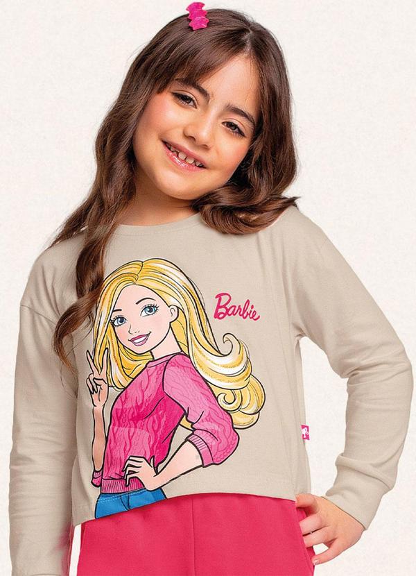 Fakini Kids - Blusa Manga Longa Barbie Bege 4