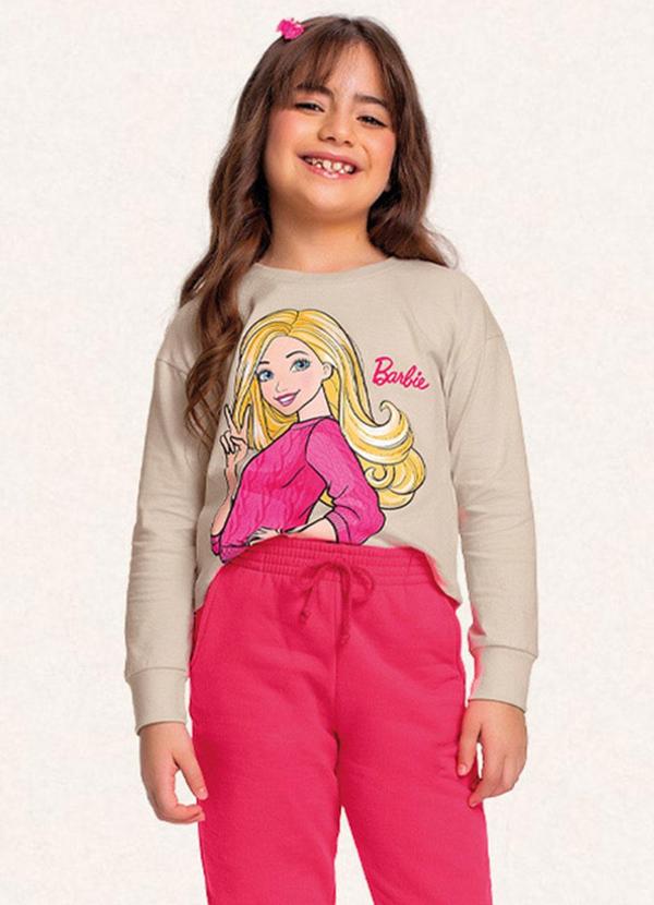 Fakini Kids - Blusa Manga Longa Barbie Bege 5