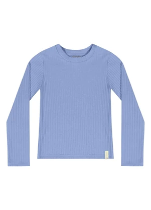 Quimby - Blusa Manga Longa Básica Menina Azul - QUIMBY