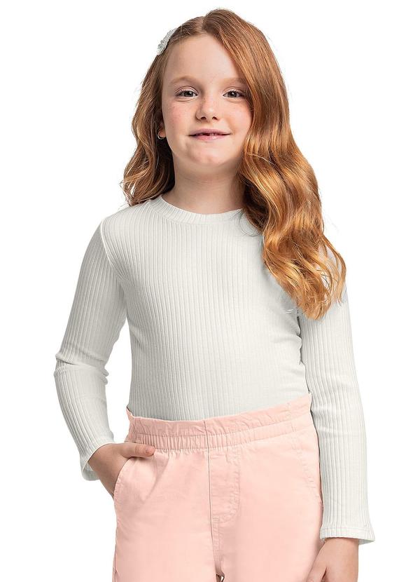 Quimby - Blusa Manga Longa Básica Menina Bege