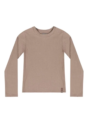 Quimby - Blusa Manga Longa Básica Menina Marrom - QUIMBY